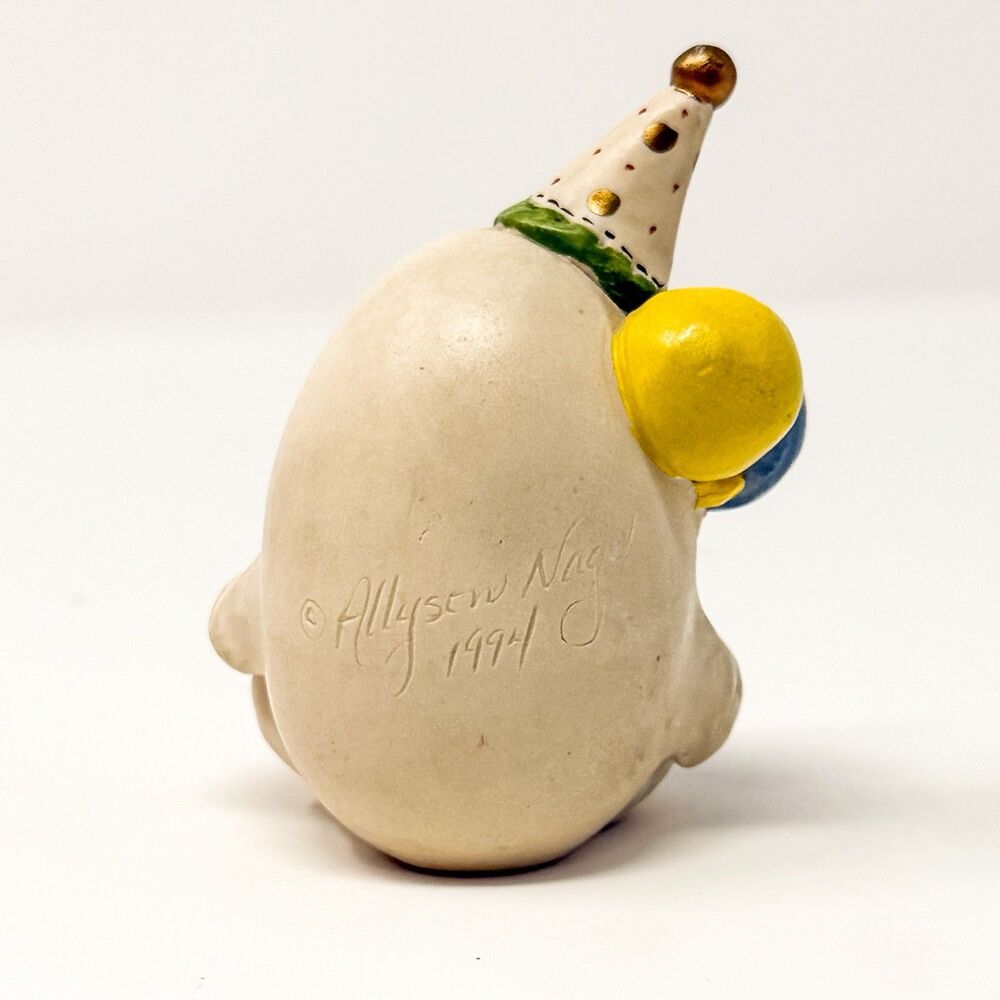 Vintage 1994 Allyson Nagel Birthday Egg Humpty Dumpty Figurine Balloons Gift - Picture 4 of 6